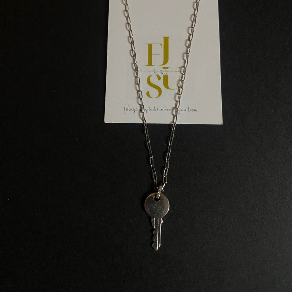 Sterling Silver 925 Key Pendant Necklace
